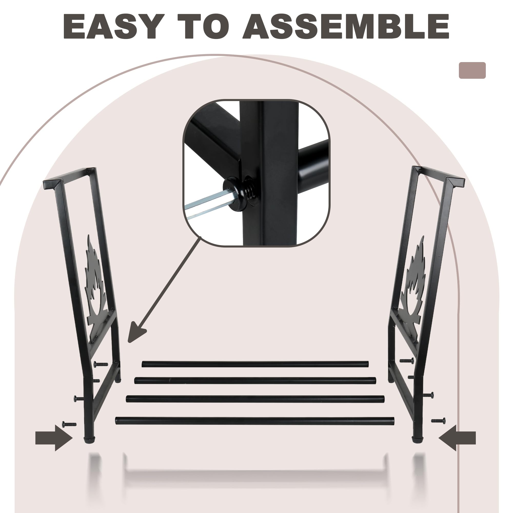 Alyoen compact rack fits near the hearth with precise dimensions.