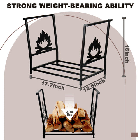 Alyoen firewood rack with open structure for easy loading.