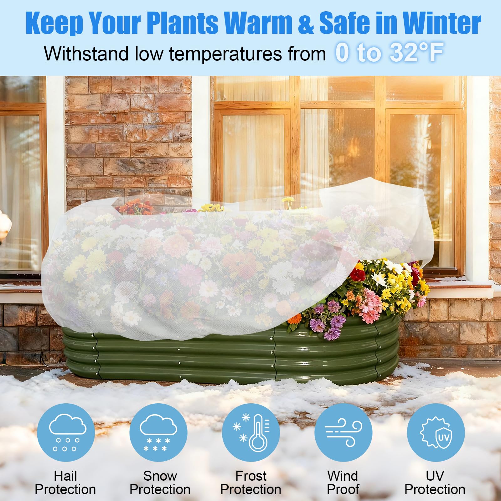 ALYSTER two-pack winter covers provide versatile frost defense for containers.