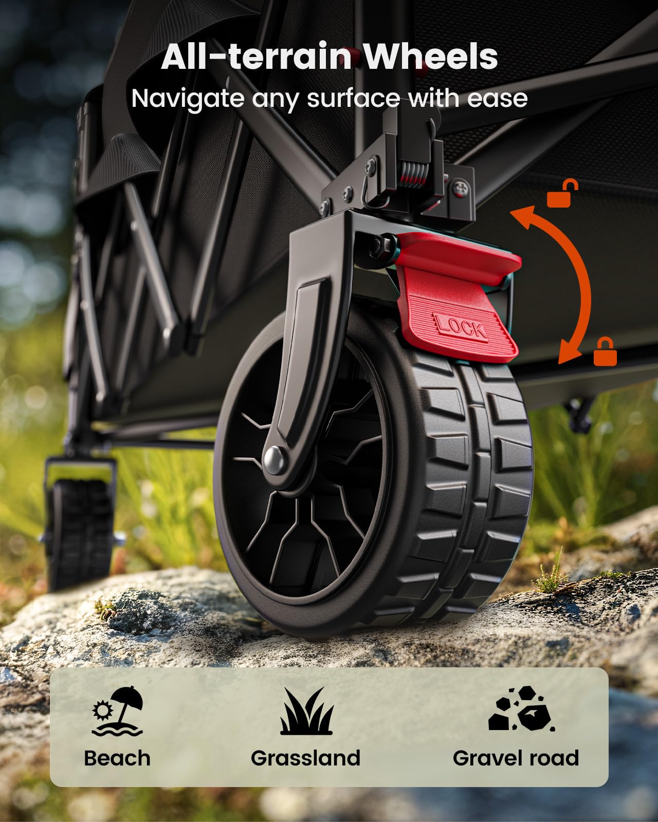 AMADA HOMEFURNISHING wagon cart all-terrain wheels on sand and grass