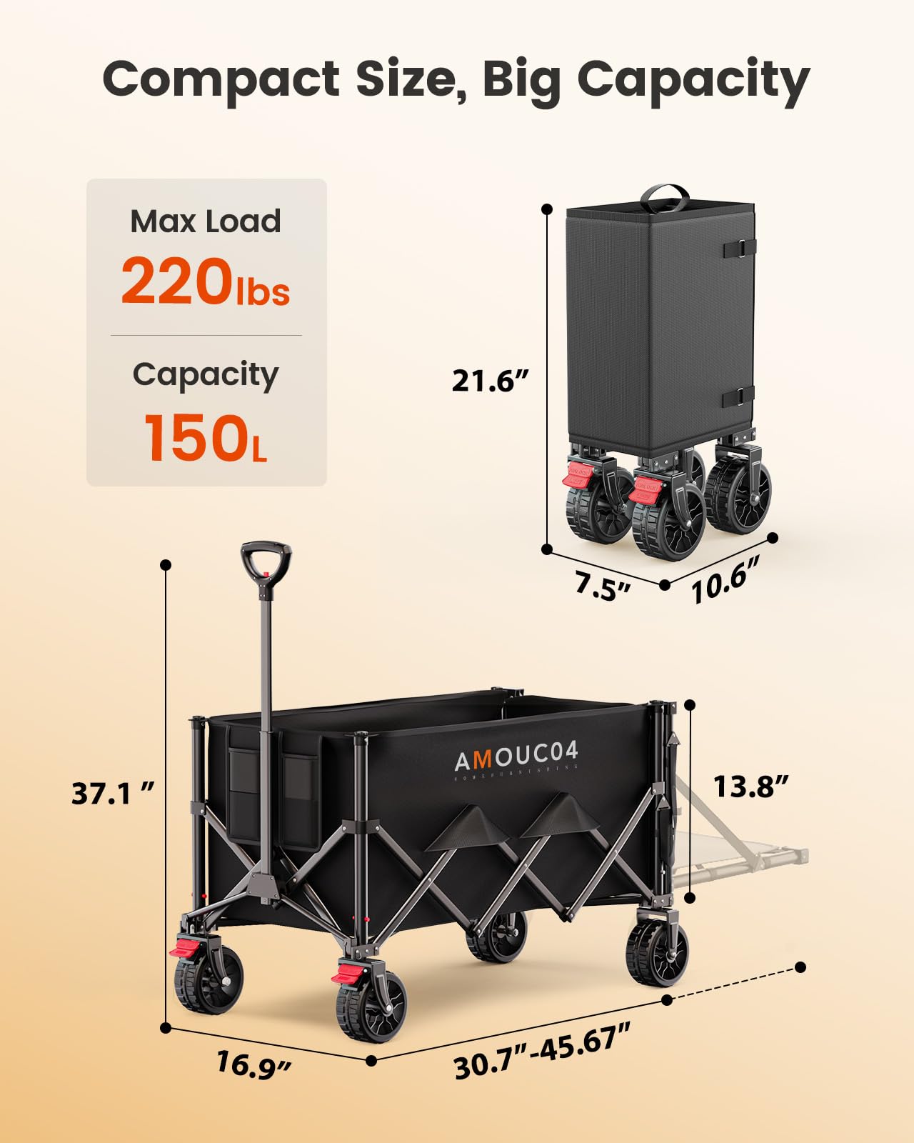 AMADA HOMEFURNISHING wagon cart durable 600D Oxford fabric outdoors