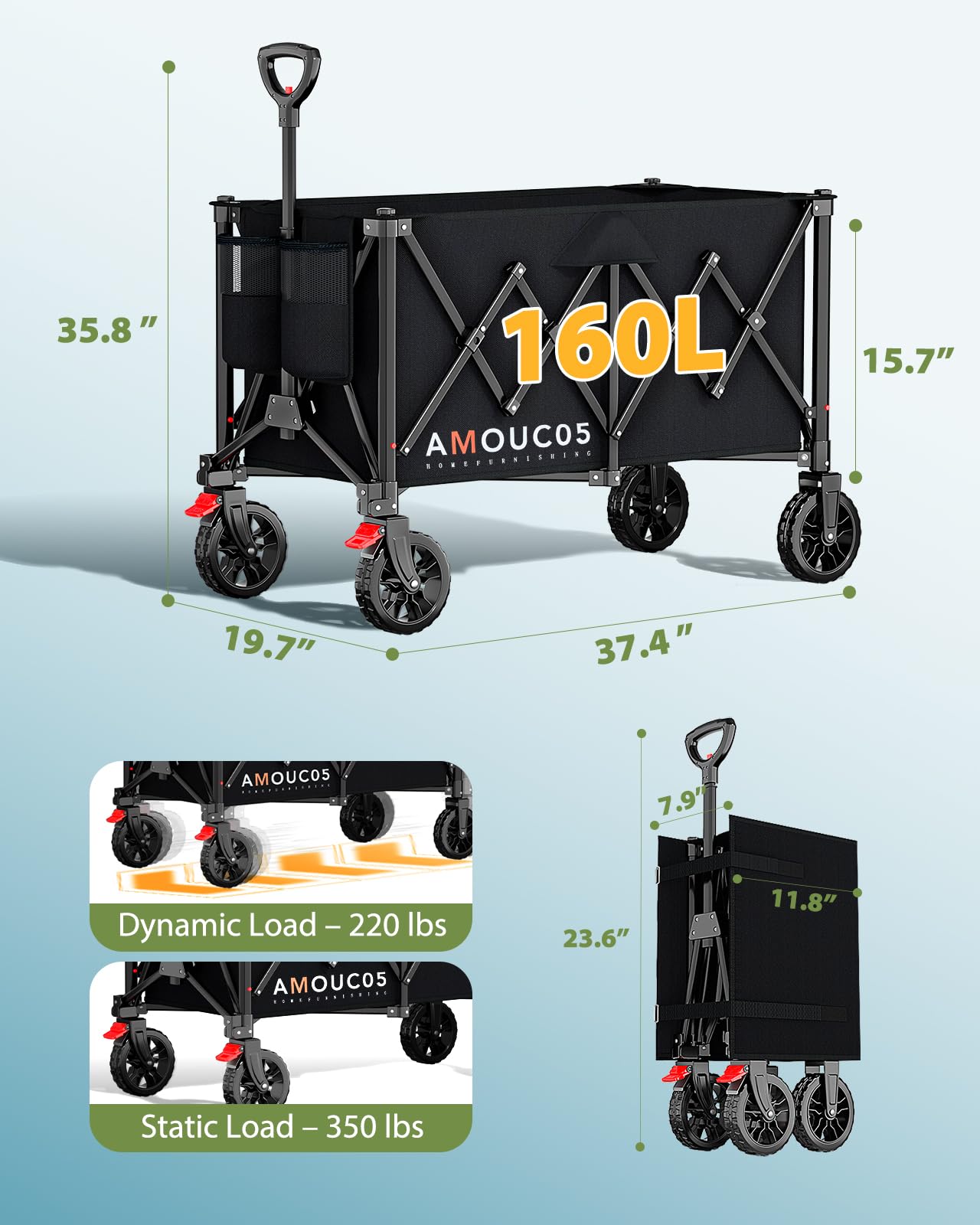 AMADA HOMEFURNISHING wagon folded dimensions save storage space.