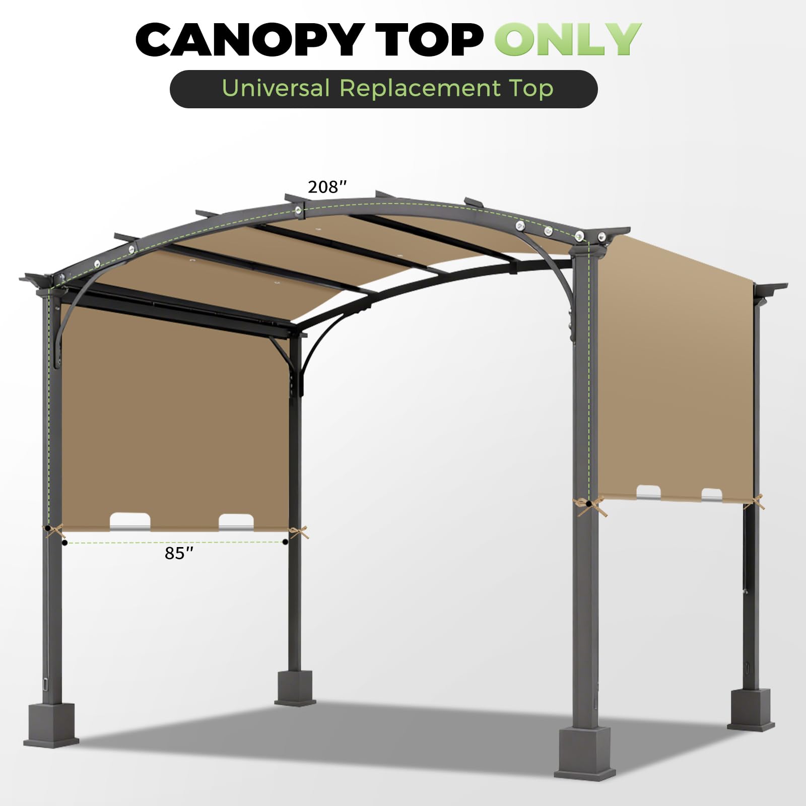 Amadecohome pergola cover draped over L-PG080PST for quick, tool-free setup.