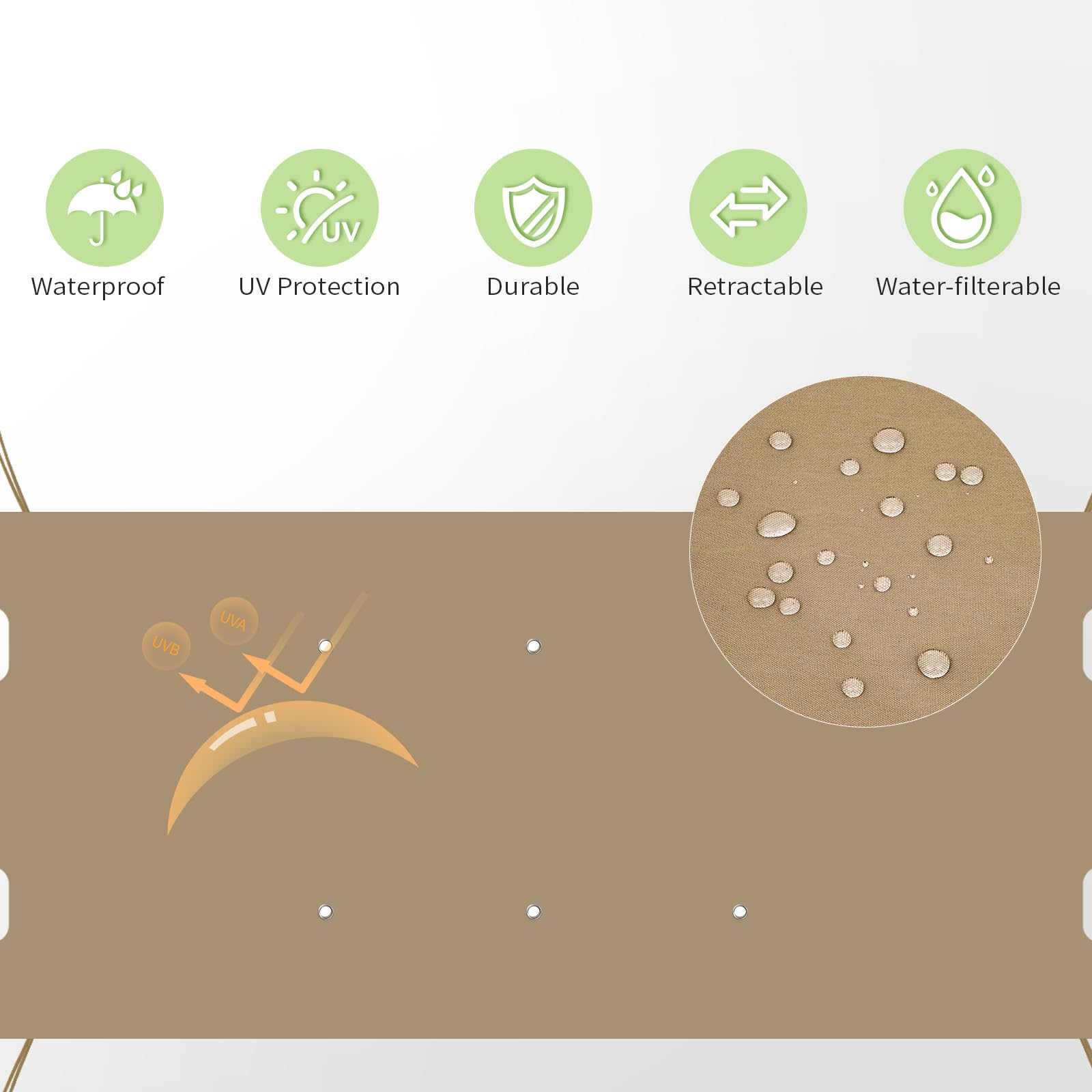 Amadecohome waterproof fabric offers UV resistance and color retention outdoors.