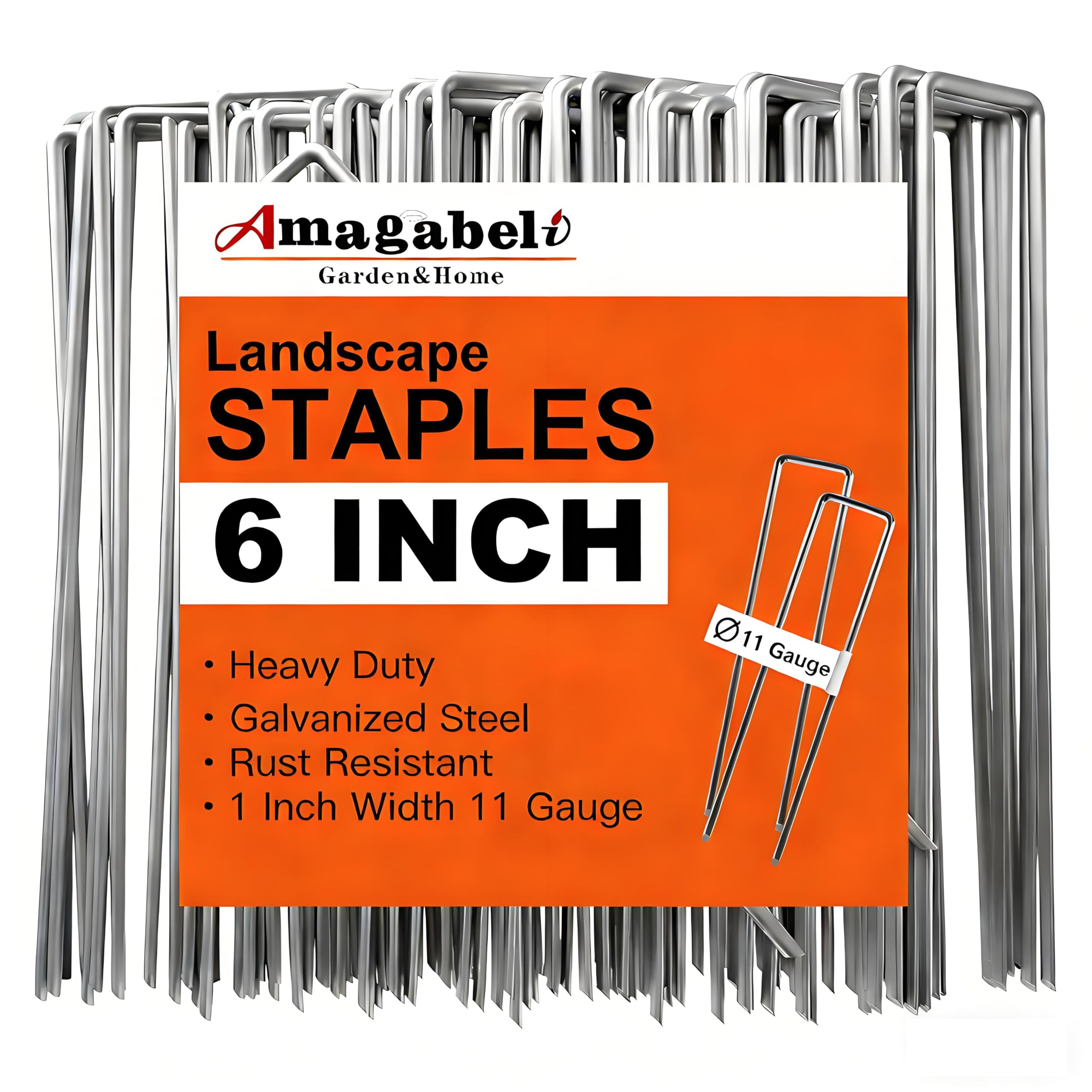 AMAGABELI Garden & Home 6in staples pack secures landscape fabric firmly for even turf