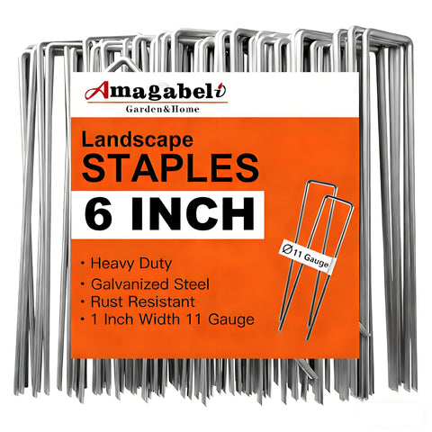 AMAGABELI Garden & Home 6in staples pack secures landscape fabric firmly for even turf