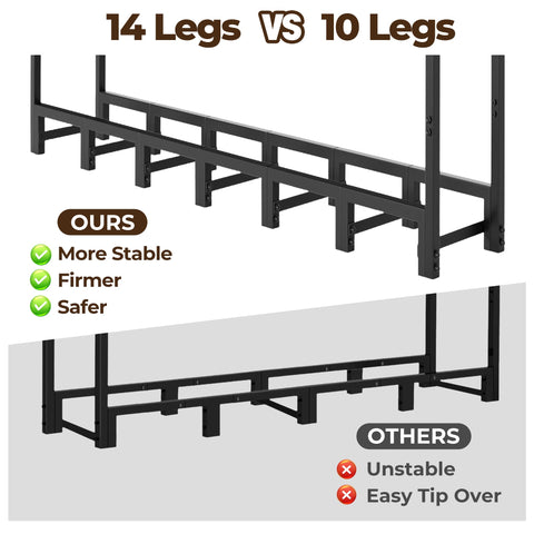 Amagabeli fourteen-rack-legs design enhances stability for heavy logs