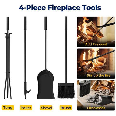 AMAGABELI 4-piece fireplace tools set for easy fire management.