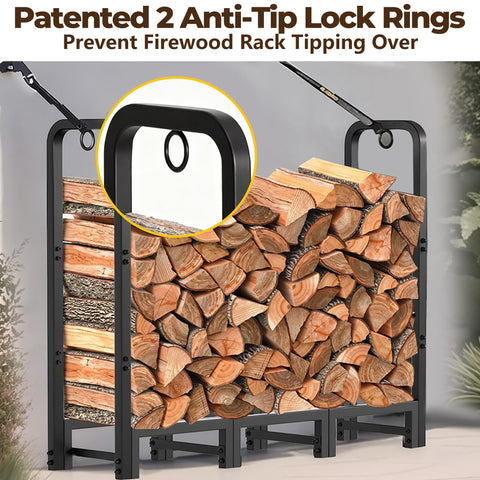 AMAGABELI log rack with black powder-coated finish resists weather