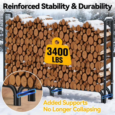 AMAGABELI firewood rack cover shows 600D fabric protecting wood from moisture.