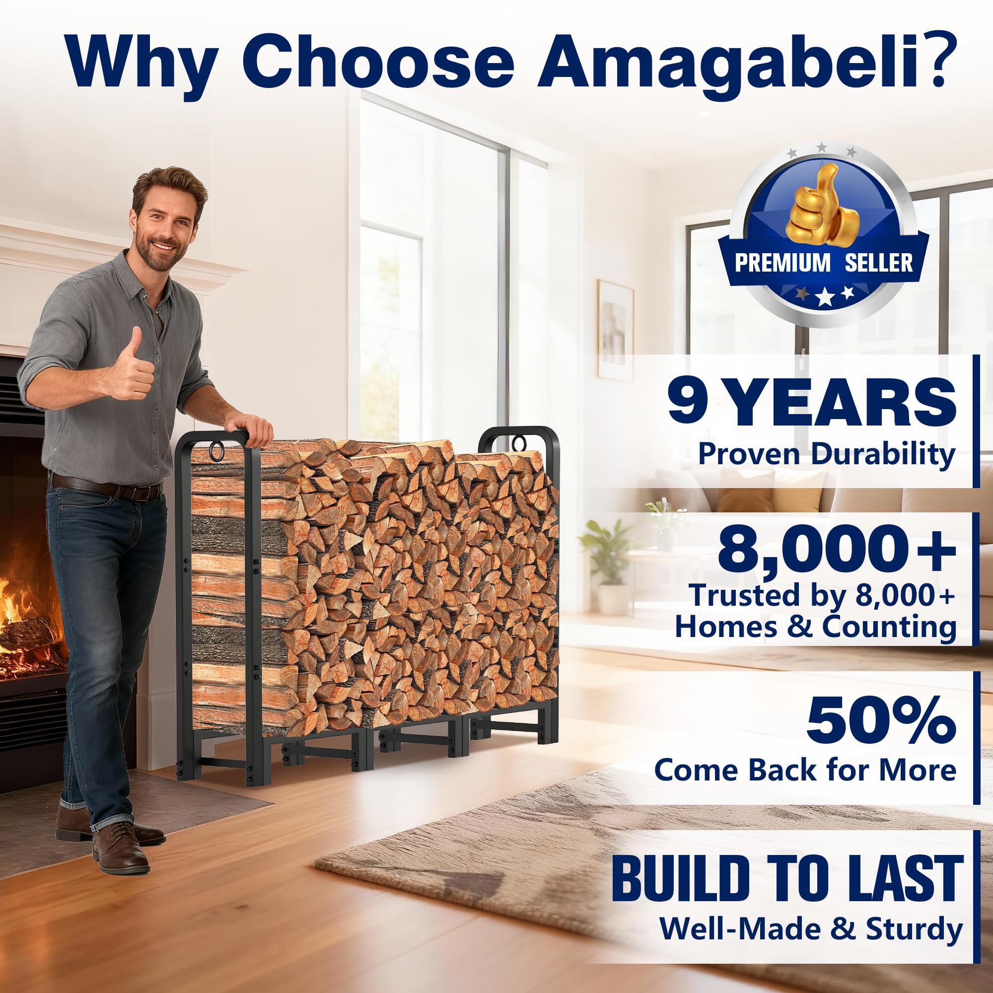 AMAGABELI rack eight legs provide sturdy support for logs