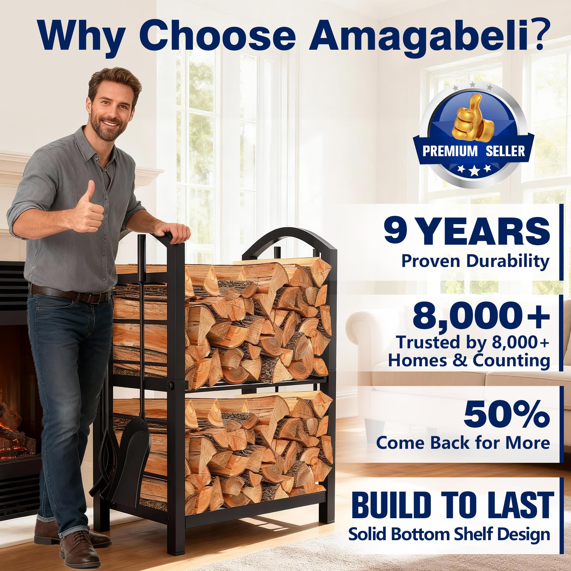 AMAGABELI stable wide-stance rack for steady placement on any floor.