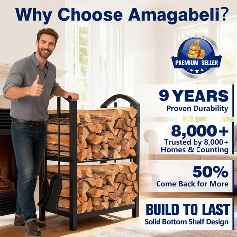 AMAGABELI stable wide-stance rack for steady placement on any floor.