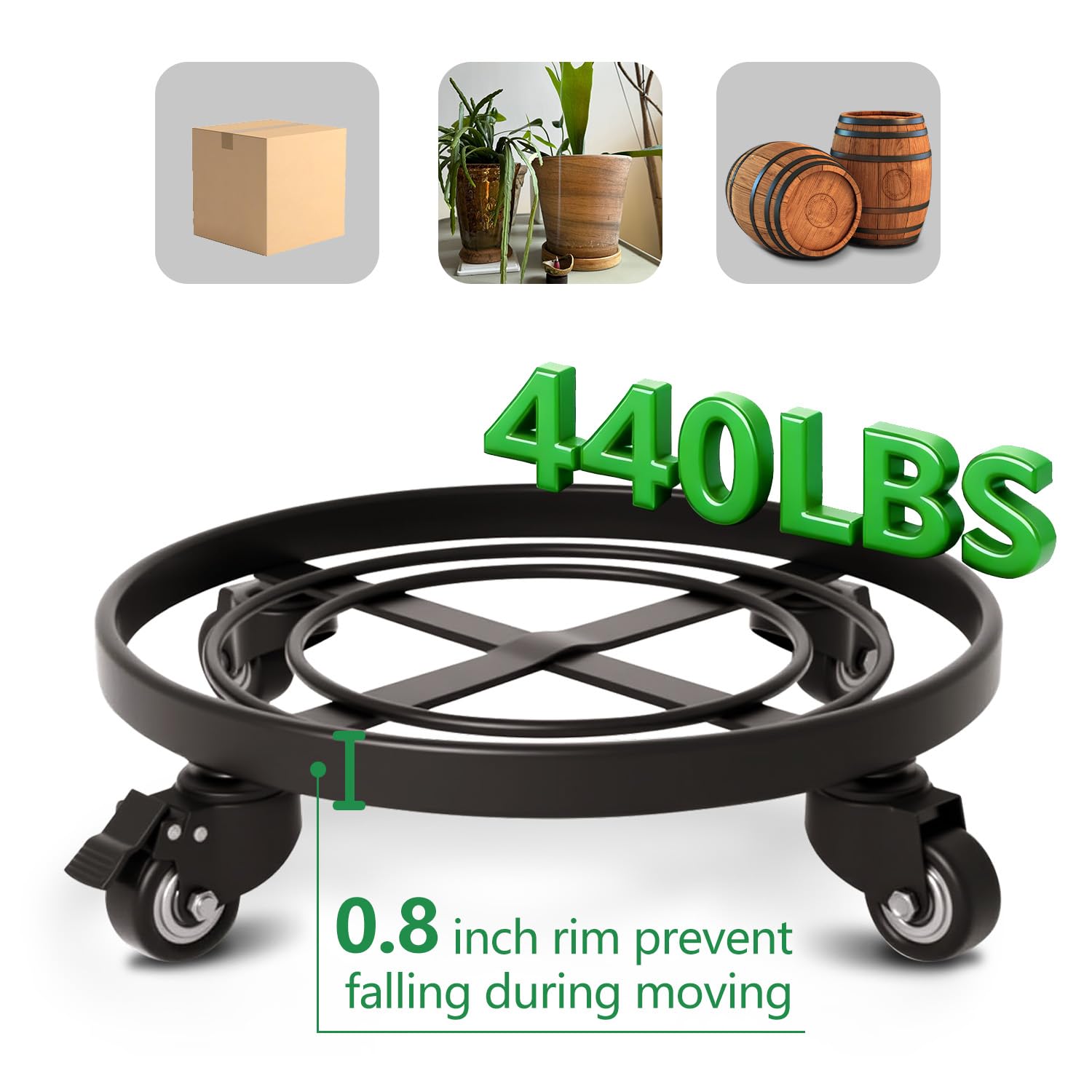 AMAGABELI Garden & Home heavy-duty plant stand on rollers for outdoor patios.