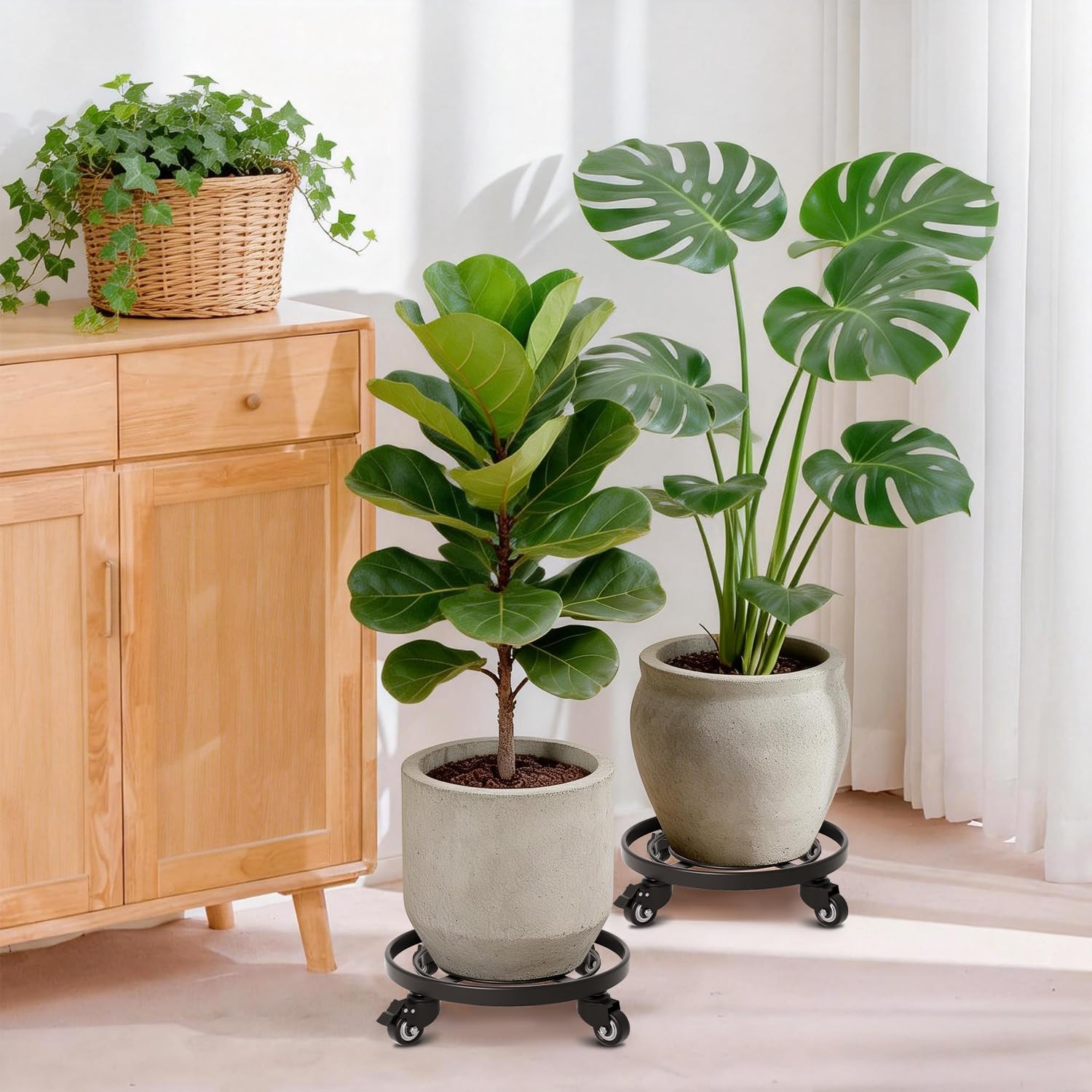AMAGABELI Garden & Home outdoor plant dolly on patio for flexible rearrangement.