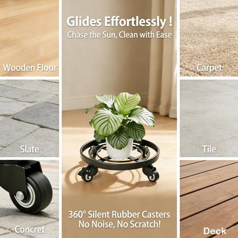 AMAGABELI Garden & Home wheeled plant stand on carpet, easy to reposition.