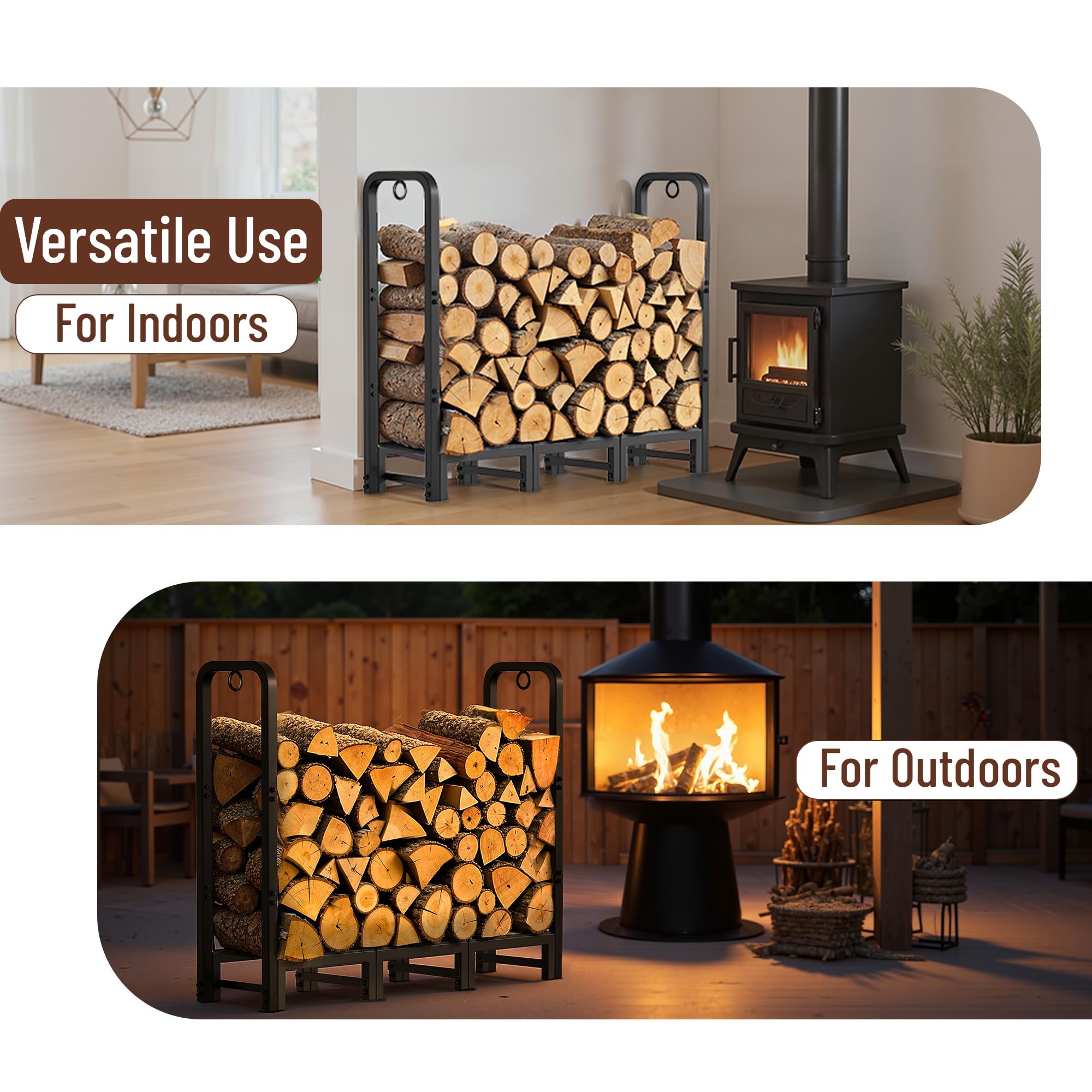 AMAGABELI wood log pile organized for indoor garage or patio