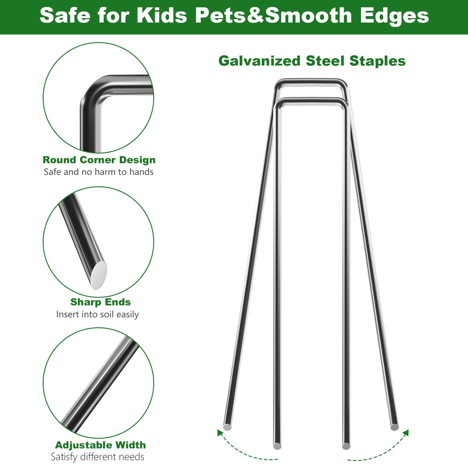 AMAGABELI Garden sharp ends penetrating ground easily for quick landscape fabric setup