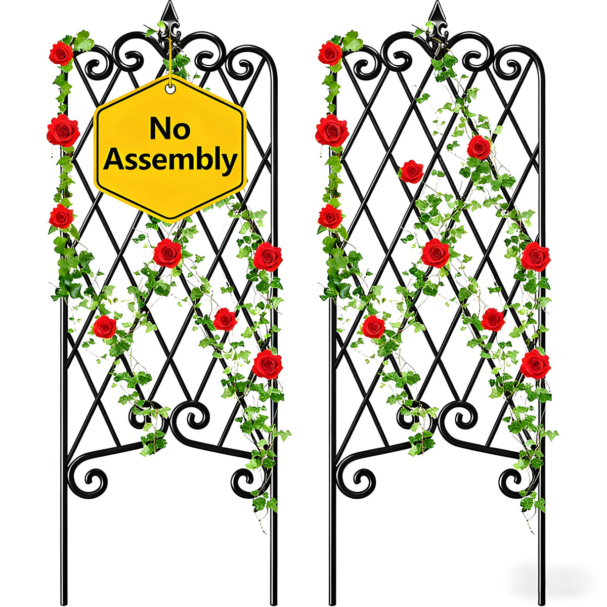 Amagabeli Garden Trellis front view highlights durable iron build for year-round outdoor use.