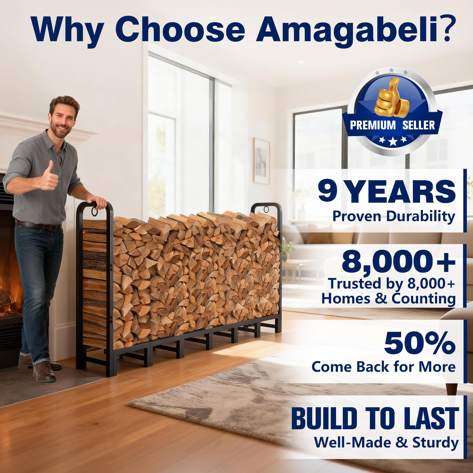 Amagabeli powder-coated finish resists weather for outdoor storage