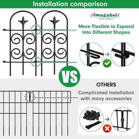 AMAGABELI rustproof black fence resists sun and rain for lasting color.