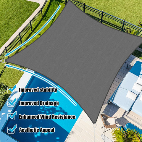 Amagenix dark-grey shade canopy installed above a patio area for cooling shade