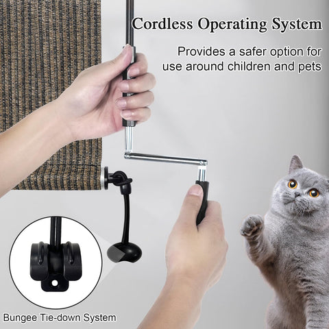 Amagenix cordless roller shade in operation with smooth manual raise and child-safe use.