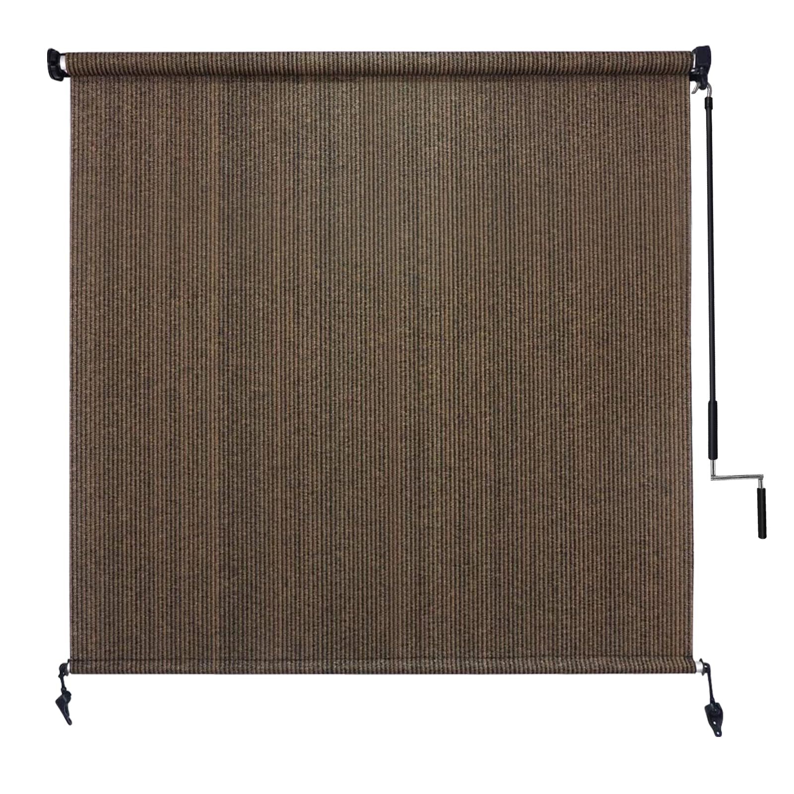 Amagenix outdoor roller shade front view in mocha for privacy and sun control.