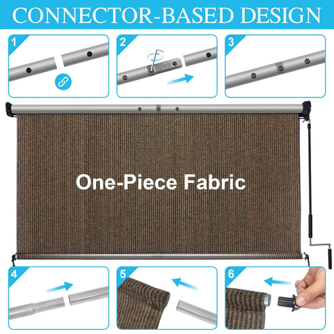 Amagenix mocha shade across patio provides privacy during gatherings.