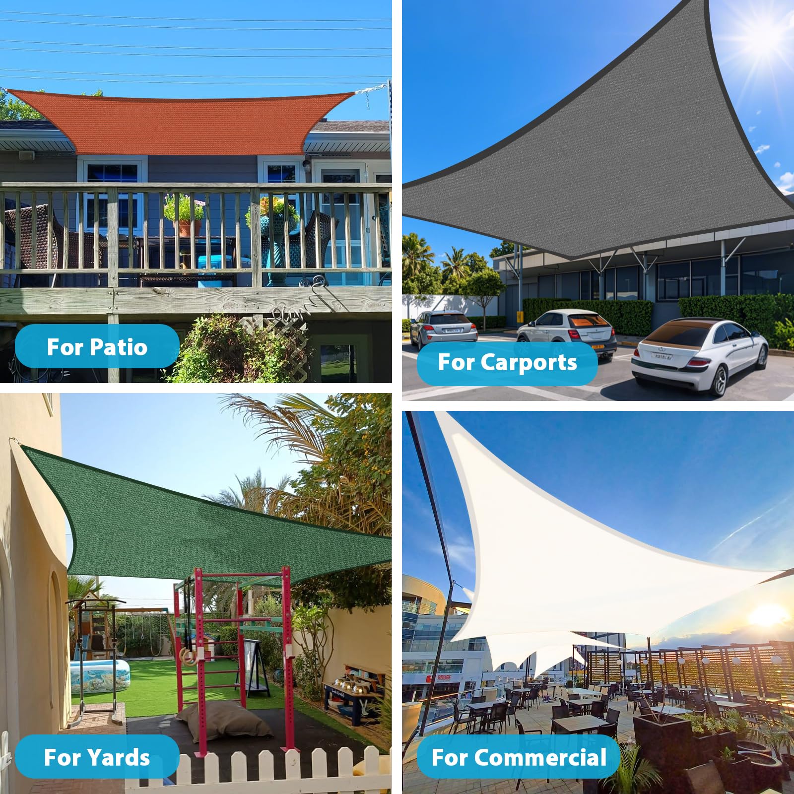 Amagenix outdoor shade sail installation guide showing D-ring to D-ring measurement