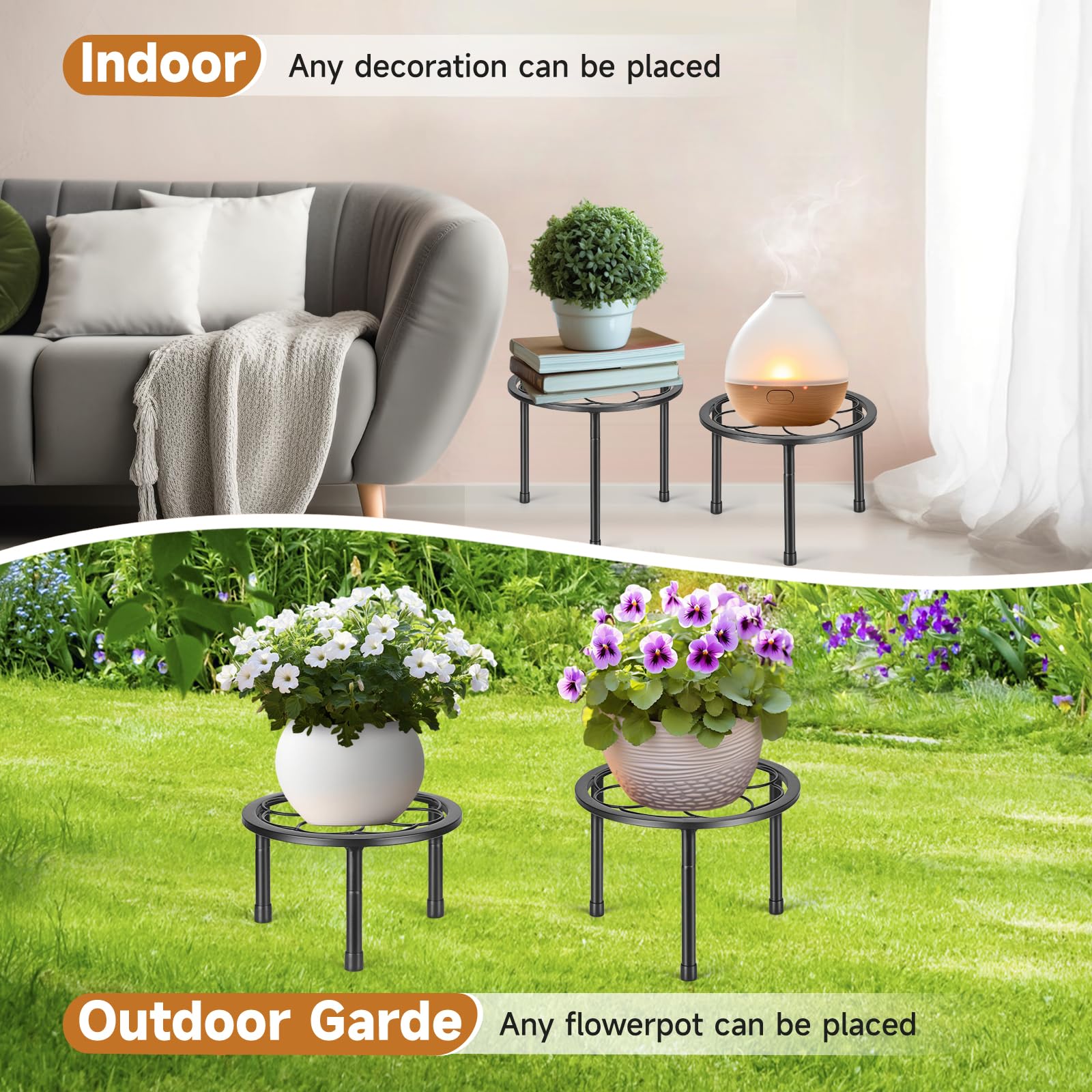 Amaoot plant stand with anti-rust finish resists humidity for lasting outdoor display.