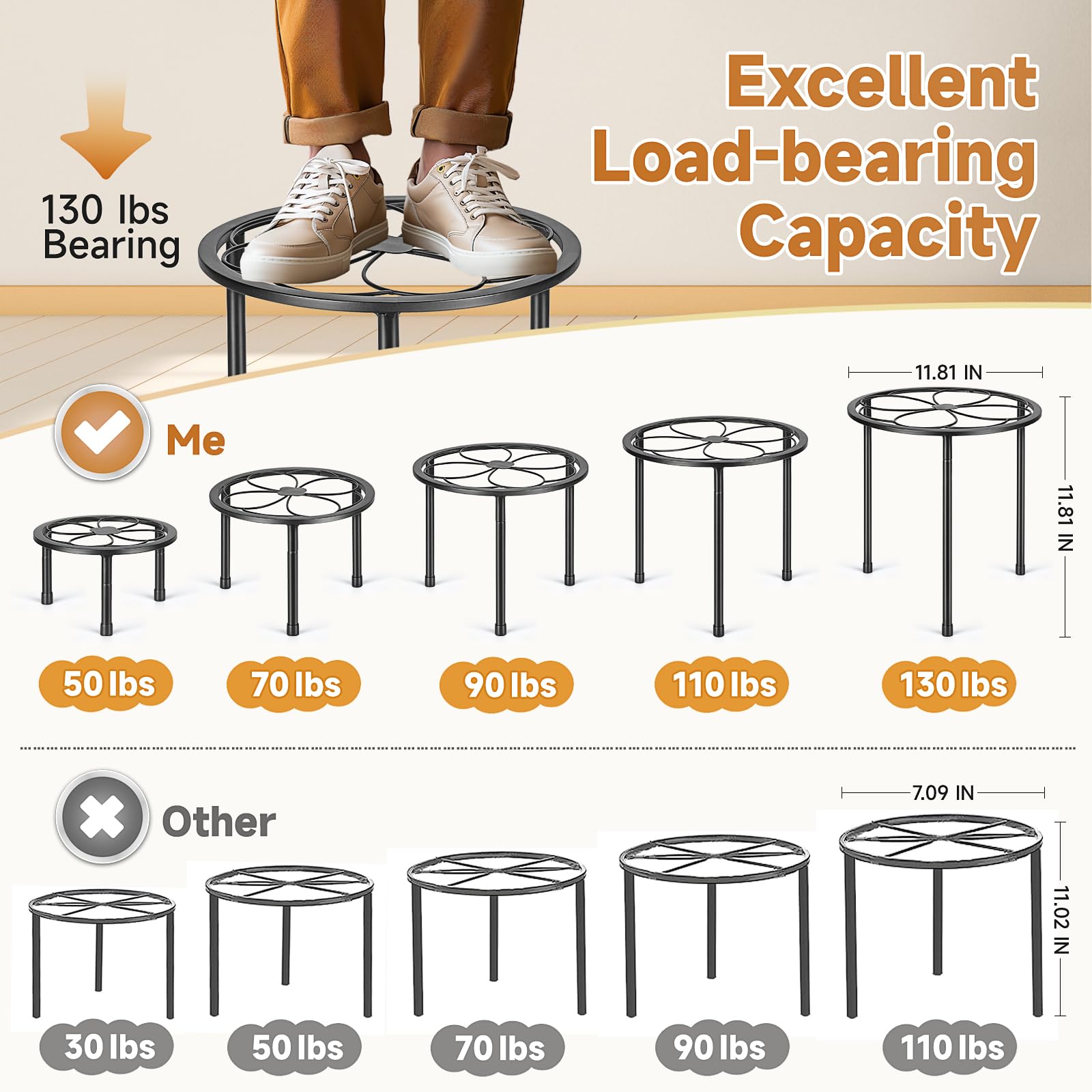 Amaoot plant stand with floral-pattern design enhances decor and plant visibility.