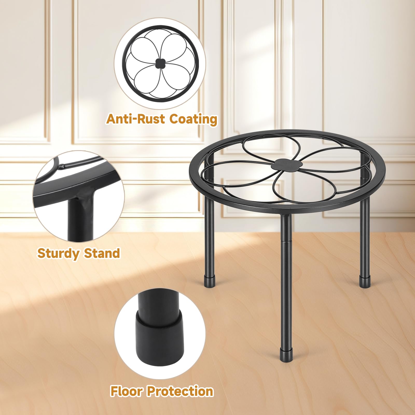 Amaoot plant stand protective pads prevent floor scratches while keeping plants steady.