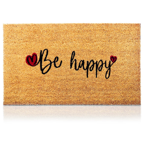 AMARU DOOR MATS Be Happy coir door mat front entry enhances curb appeal.