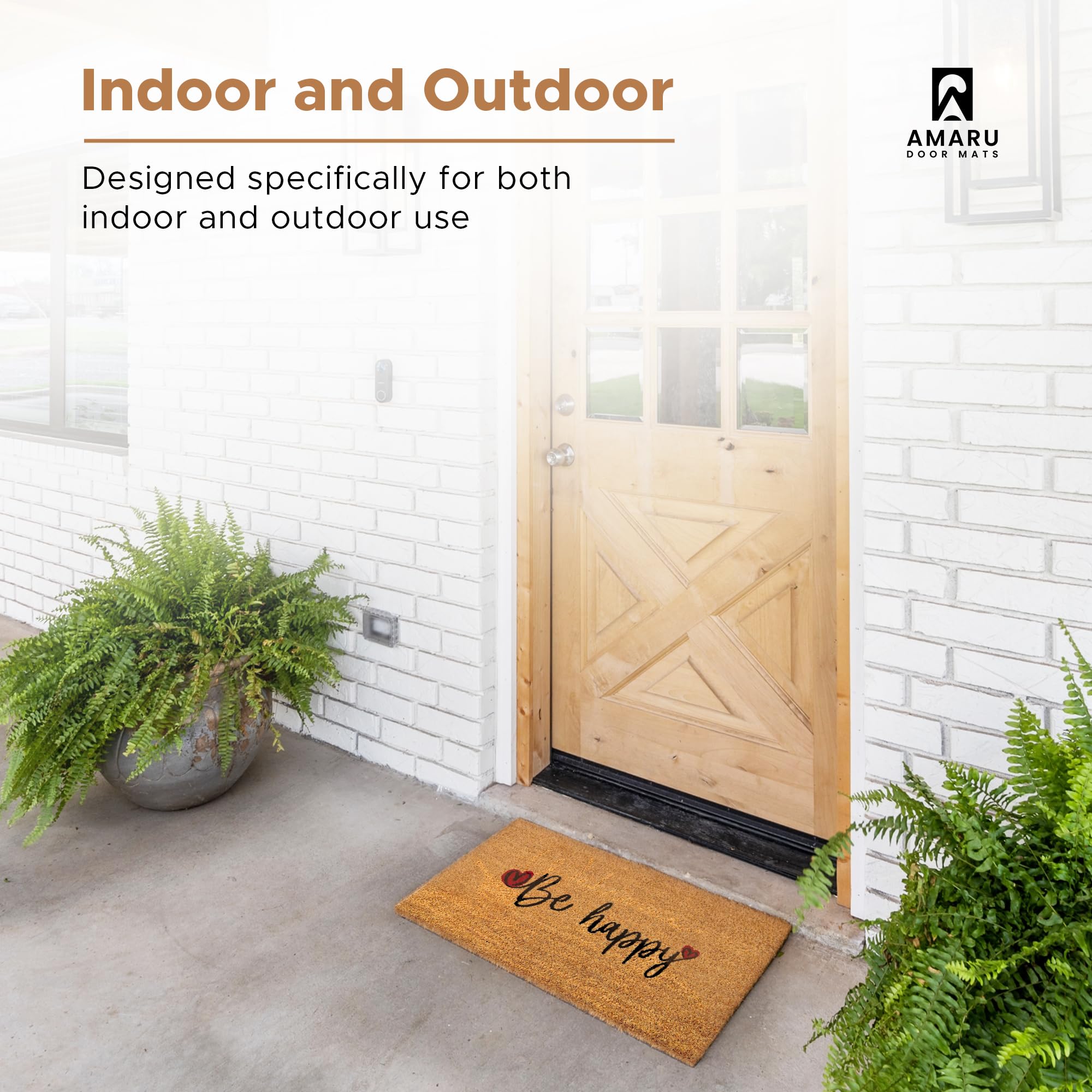 AMARU DOOR MATS Be Happy 17x29 mat fits most doorways.