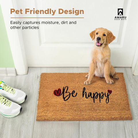 AMARU DOOR MATS Be Happy durable backing for busy entrances.