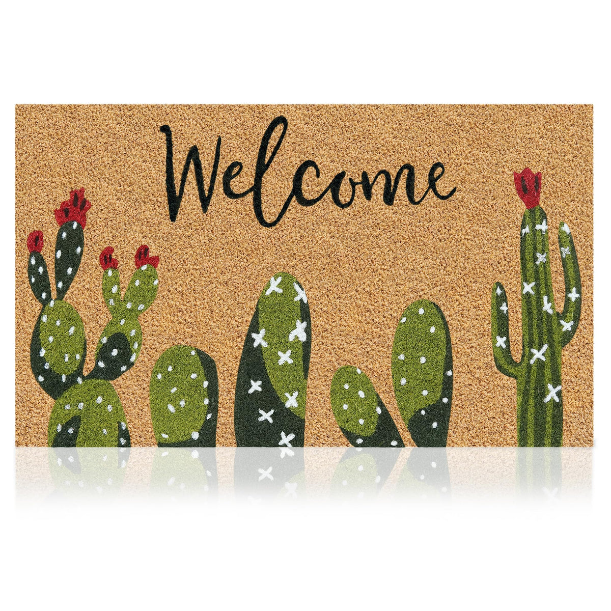 AMARU Cactus doormat, front view, 17x29 for entryways