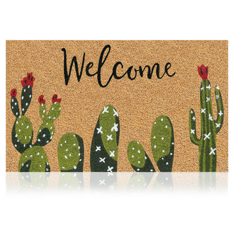 AMARU Cactus doormat, front view, 17x29 for entryways