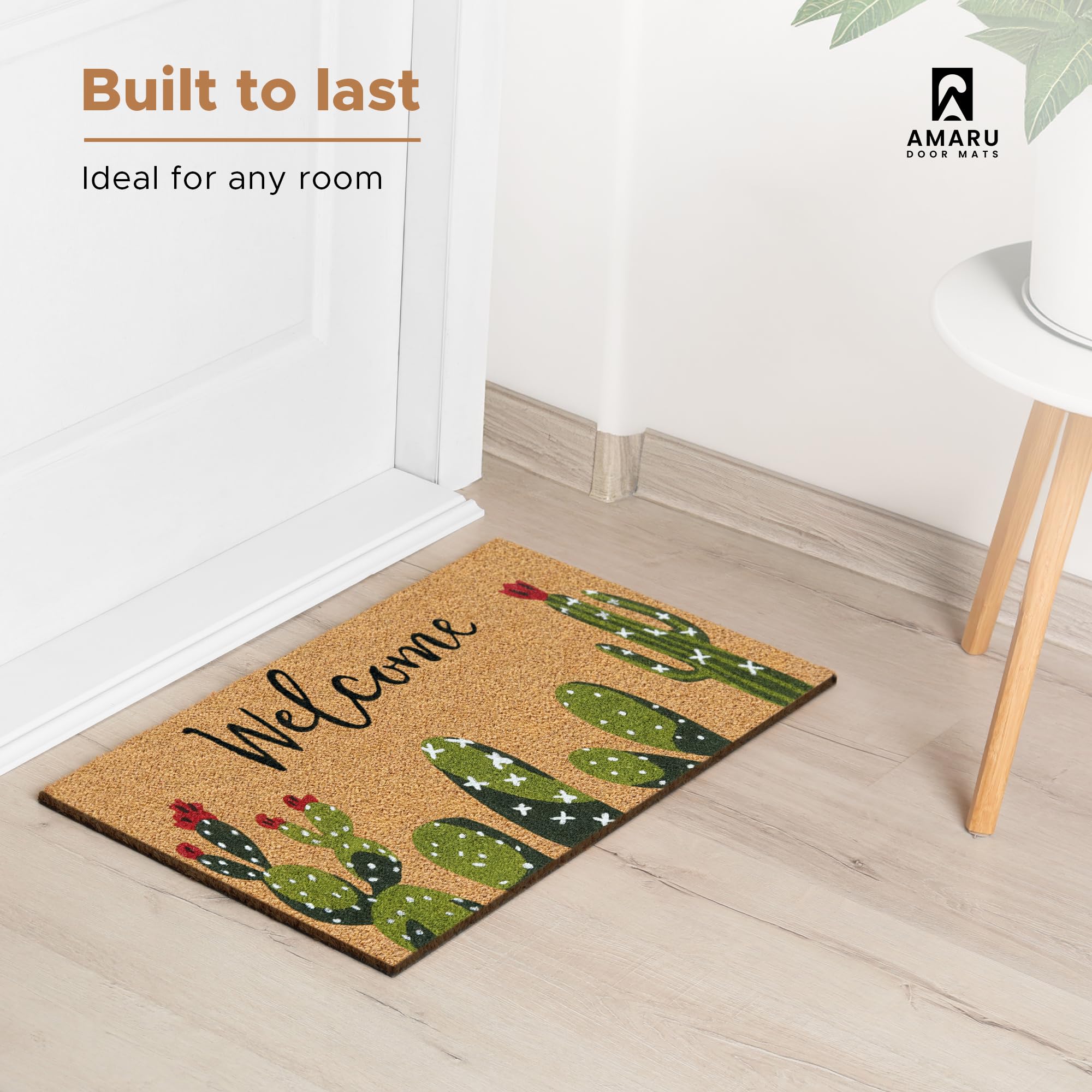 AMARU Cactus doormat with anti-slip PVC backing for safety