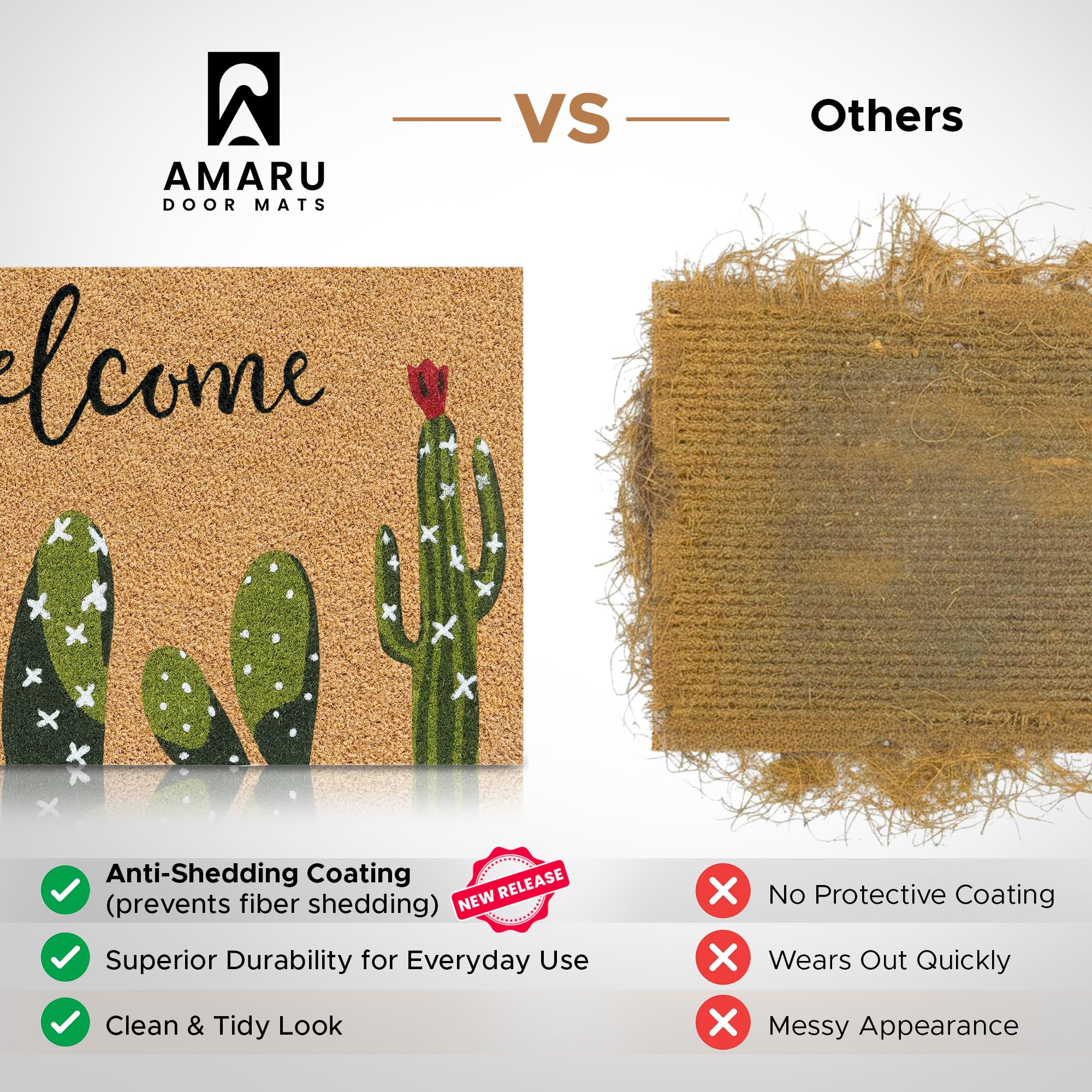 AMARU Cactus entryway mat on doorstep with minimalist style
