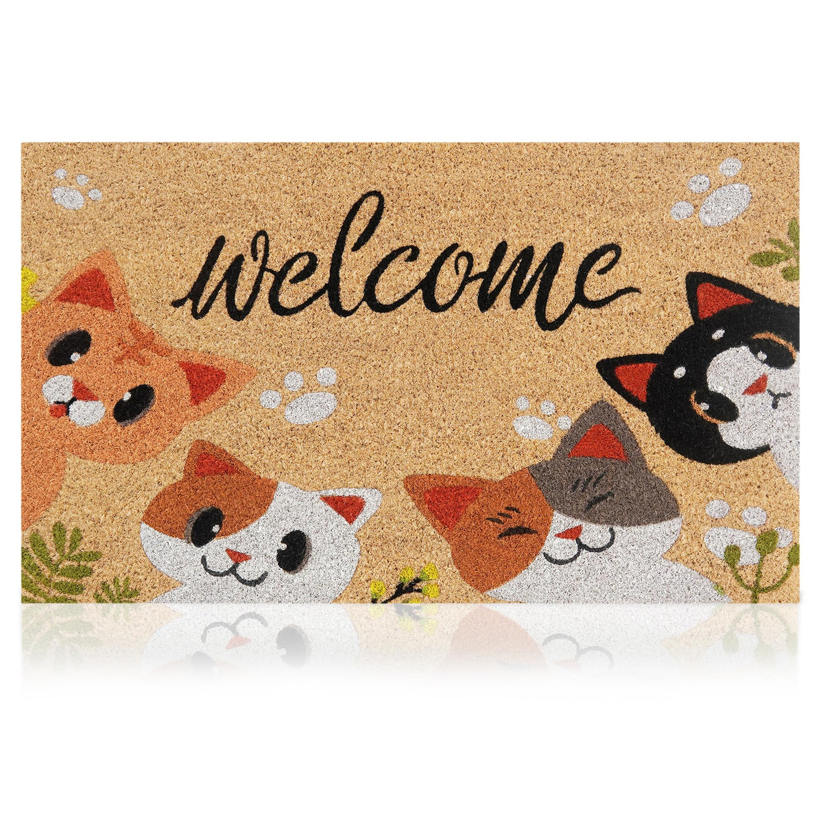 AMARU cats door mat 17x29 coir with anti-slip backing helps keep entryway clean