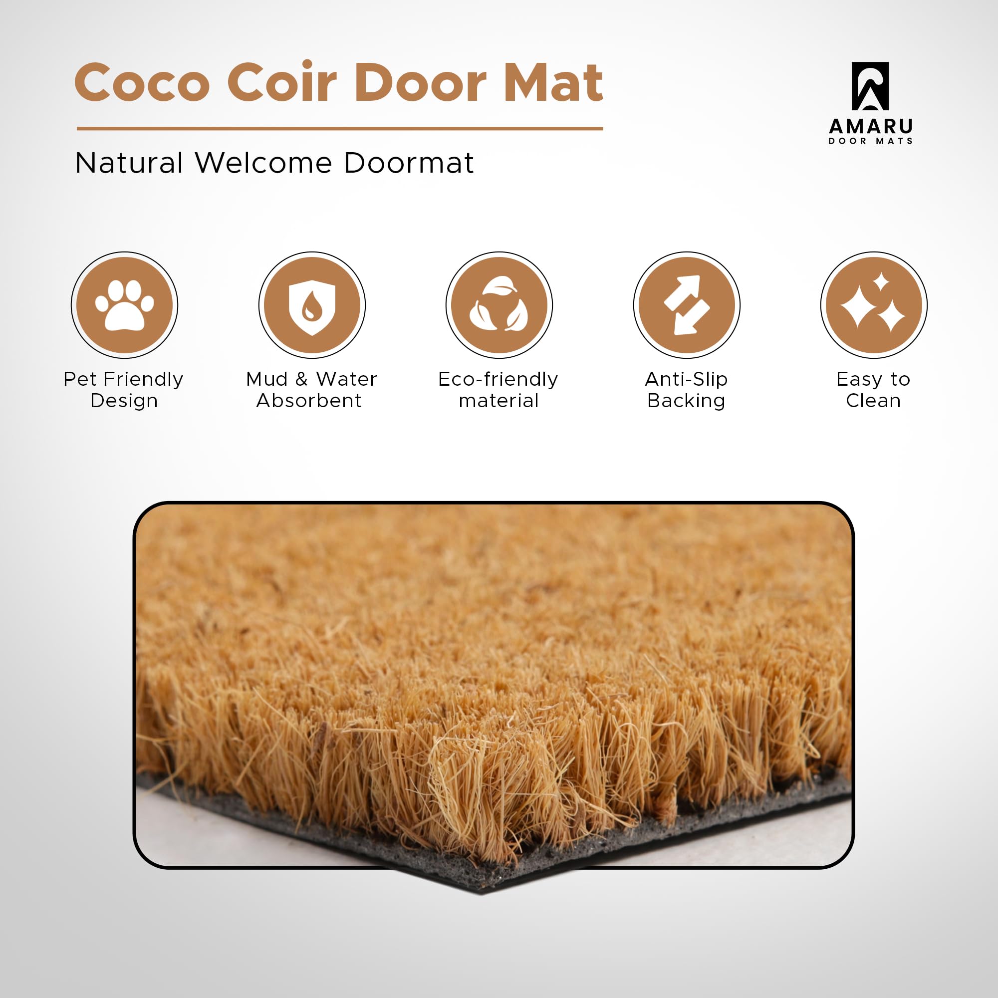 AMARU DOOR MATS Bee 29x17 door mat fits most entrances.