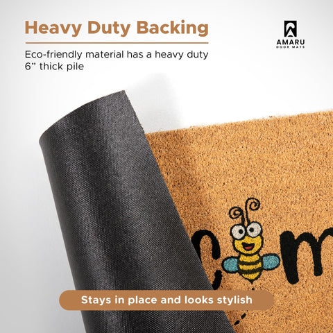 AMARU DOOR MATS Bee coconut fiber texture adds natural charm.