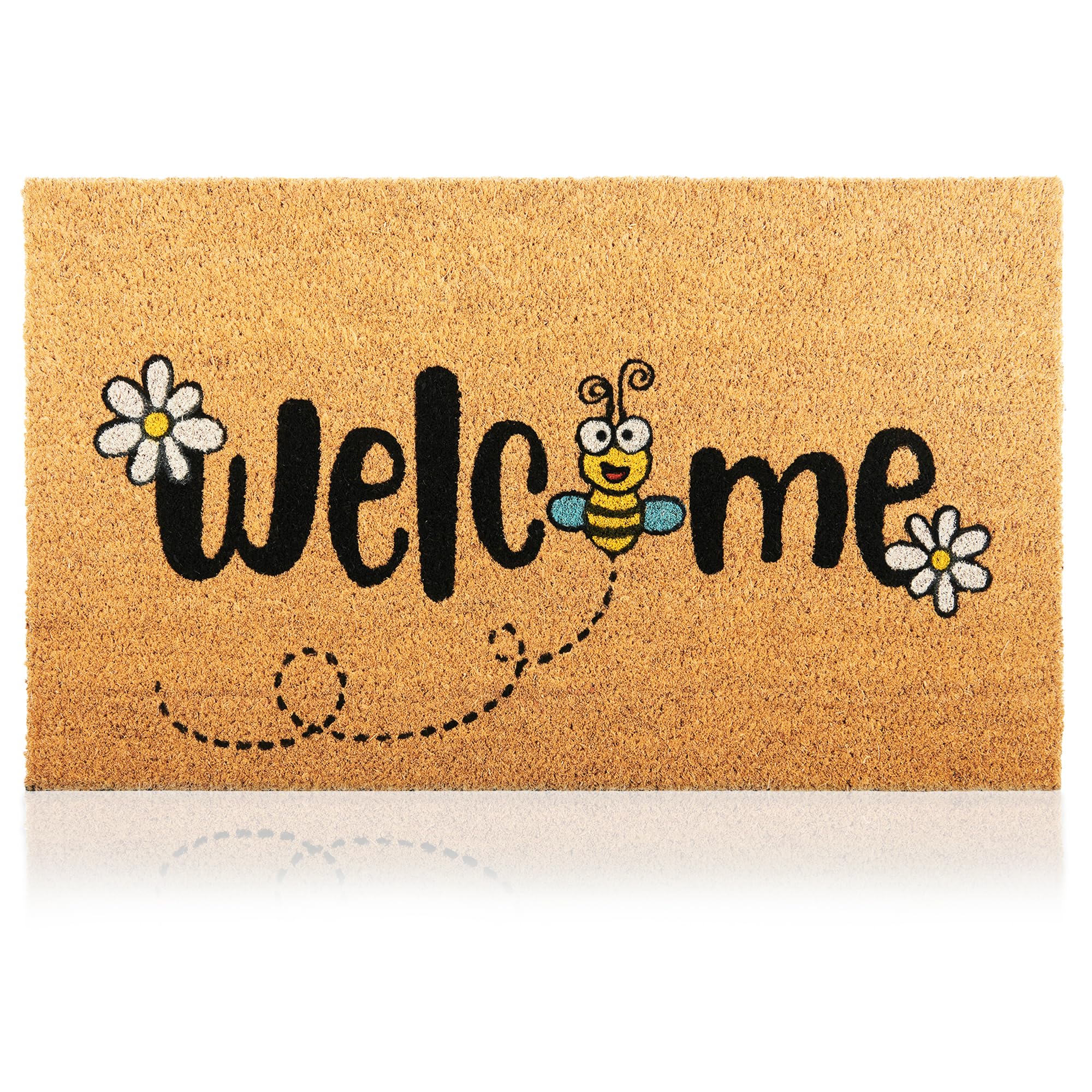 AMARU DOOR MATS Bee coir surface enhances entryway with natural texture.