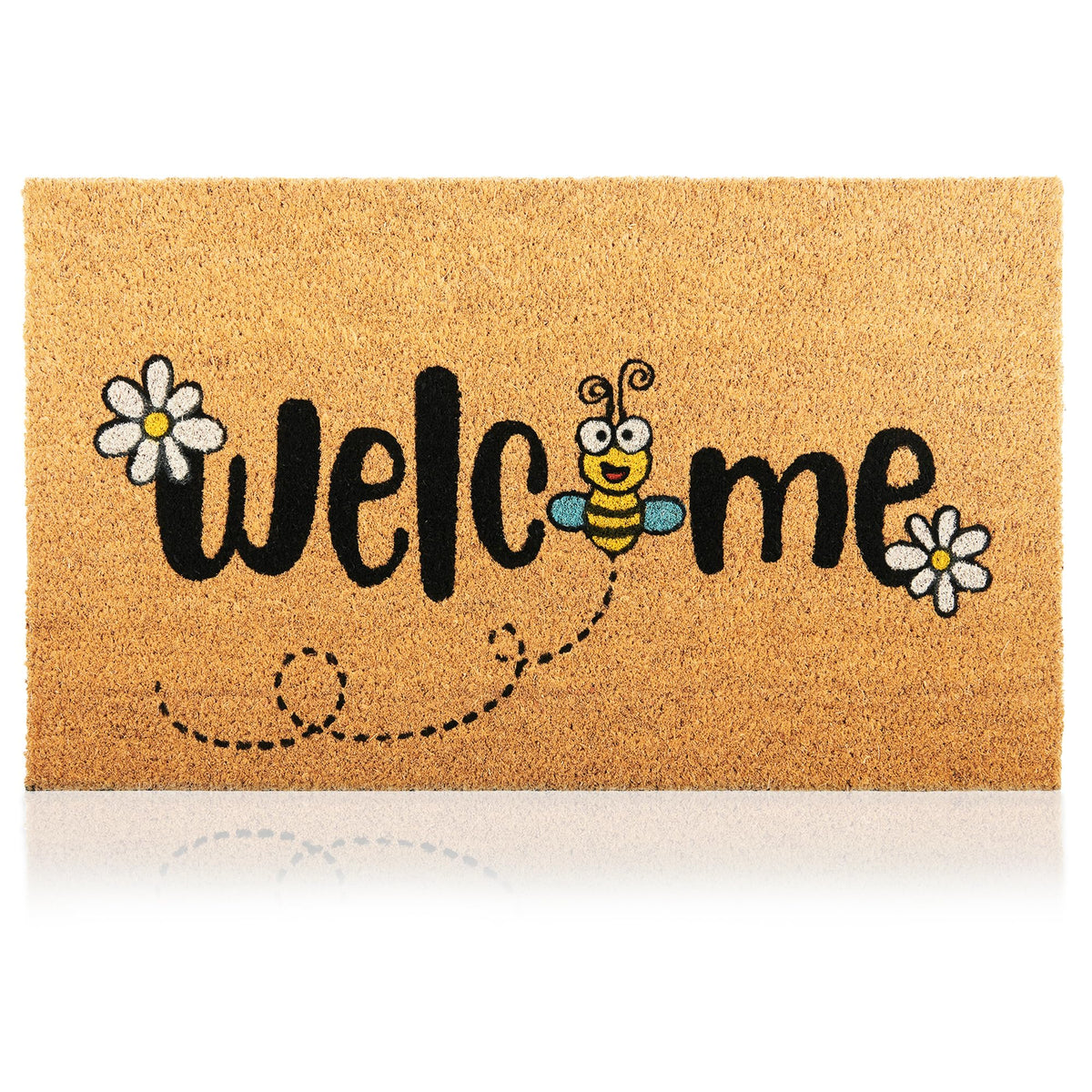 AMARU DOOR MATS Bee coir surface enhances entryway with natural texture.