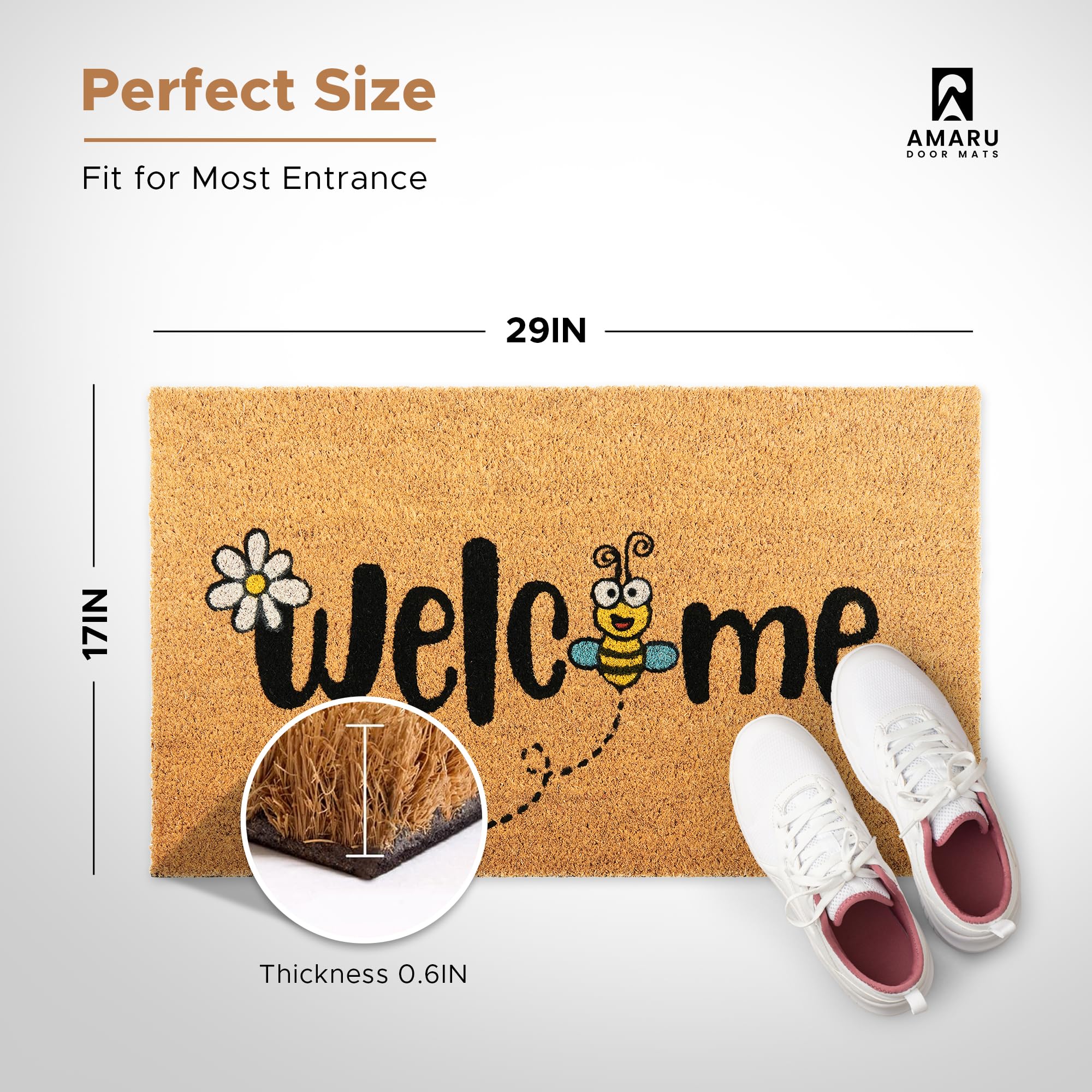 AMARU DOOR MATS Bee non-slip backing helps prevent slips on floors.