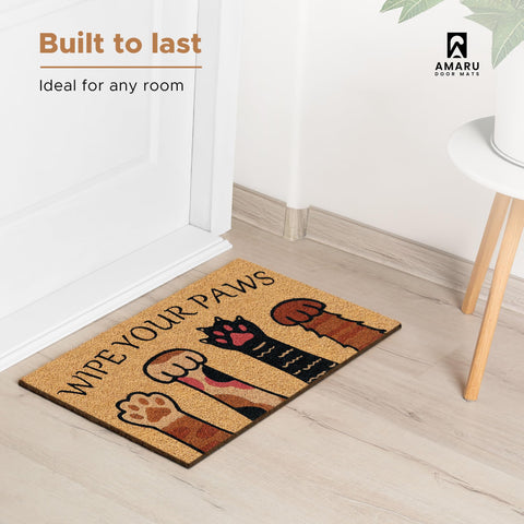 AMARU DOOR MATS coir fiber closeup reveals natural texture that scrapes dirt from shoes.