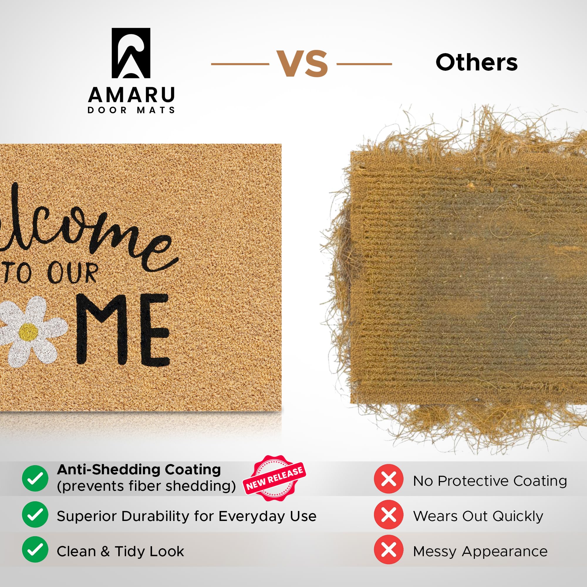AMARU DOOR MATS durable backing supports heavy foot traffic.