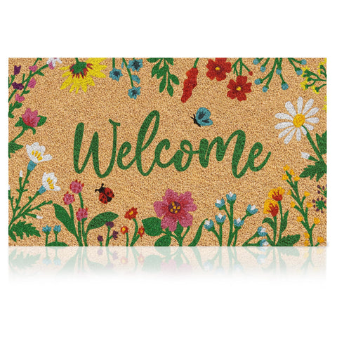 AMARU DOOR MATS floral pattern close-up for a welcoming entrance