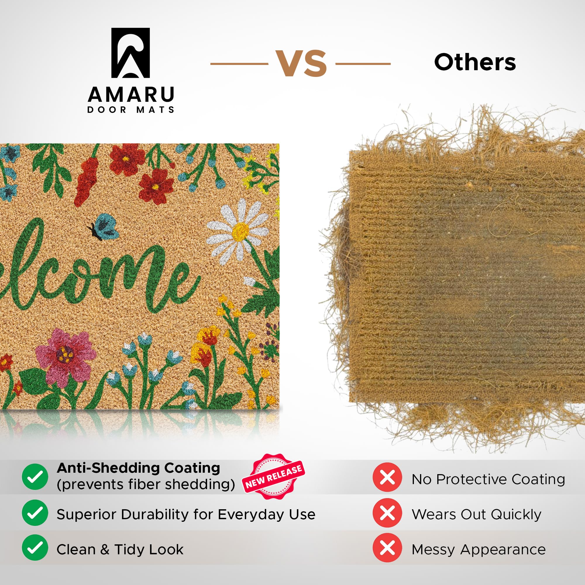 AMARU DOOR MATS coir surface close-up highlighting dirt capture